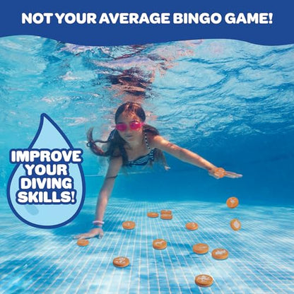 Pool Bingo Diving Game for Kids- Summer Party Fun Edition Toy- Dive & Call 30 Sinking Animal Themed "Numbers", Fill Your Card- 150 Marker Chips & 16 Double Sided Waterproof Play Cards & Carrying Bag - style: Animal