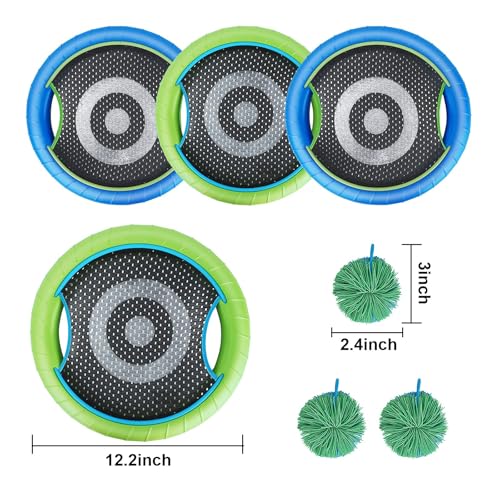WIn SPORTS Trampoline Paddles Disc,Indoor Outdoor Game for 4 Players,Camping Game for Kids, Adults,Couples, Friends,Family, Includes 4 Rackets, 3 Rubber Koosh Balls,1 Storage Bag