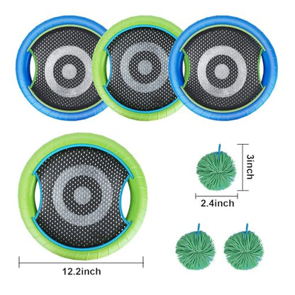 WIn SPORTS Trampoline Paddles Disc,Indoor Outdoor Game for 4 Players,Camping Game for Kids, Adults,Couples, Friends,Family, Includes 4 Rackets, 3 Rubber Koosh Balls,1 Storage Bag