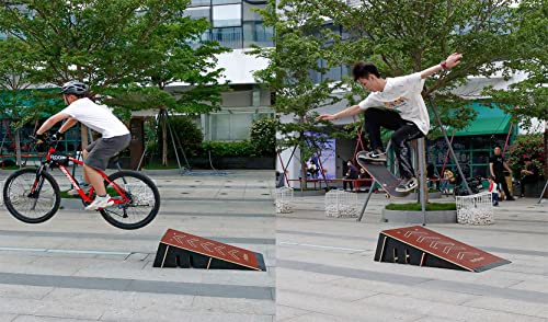 Kids Jumping Ramp for Skateboard, Bike, Scooter, BMX, RC Car and Dirt Bike, 42.91 in, Red - color: Red, size: L300