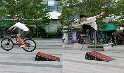 Kids Jumping Ramp for Skateboard, Bike, Scooter, BMX, RC Car and Dirt Bike, 42.91 in, Red - color: Red, size: L300