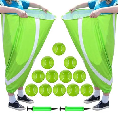 Jenaai Granny Pants Game Set Funny Outdoor Yard Games for Adults Giant Pants Toss Game with 12 Bouncy Balls 2 Pumps Backyard Lawn Party Games for Family Reunion BBQ Birthday - style: Tennis