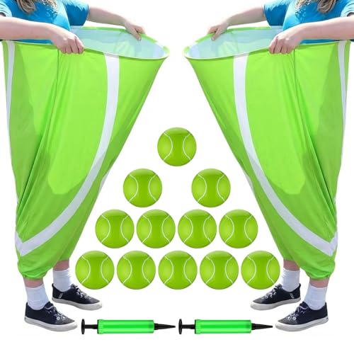 Jenaai Granny Pants Game Set Funny Outdoor Yard Games for Adults Giant Pants Toss Game with 12 Bouncy Balls 2 Pumps Backyard Lawn Party Games for Family Reunion BBQ Birthday - style: Tennis