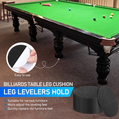 POPETPOP 12 Pcs Pool Table Leveling Kit: 0.2" Thickest Rubber Shims for Billiard Pool Table Leg, Adhesive Levelers Pads, Furniture Floor Protectors for Billiard, Chairs, Desks, Washer (3.34 inch)