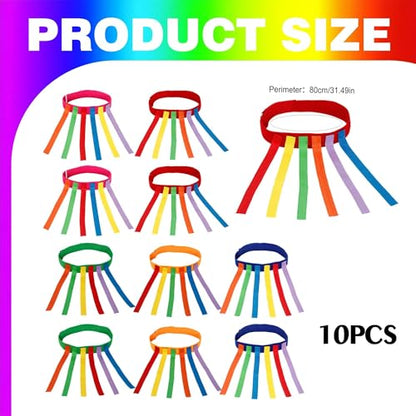 10 Pcs Catch Tail Game Belt Set,Field Day Games Catching Equipment,Stretchable Catching Training Equipment for Family Gatherings,Party,Camping and Outdoor Picnic Carnival Games
