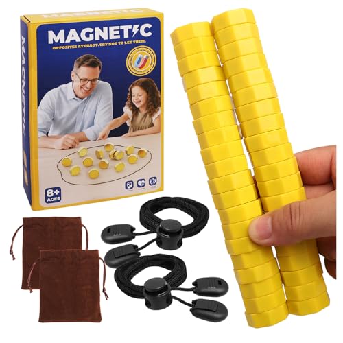 Upgraded Magnetic Chess Game with 40 Magnetic Stones & 2 Adjustable Ropes – Portable Strategy Game for Family Night, Travel, Party Toy STEM/Logic/Strategy Games for Kids & Adults, (Yellow) - color: Yellow
