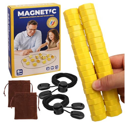 Upgraded Magnetic Chess Game with 40 Magnetic Stones & 2 Adjustable Ropes – Portable Strategy Game for Family Night, Travel, Party Toy STEM/Logic/Strategy Games for Kids & Adults, (Yellow) - color: Yellow