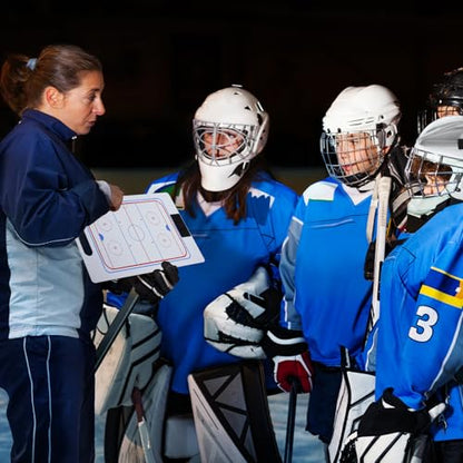 Joyeee Ice Hockey Coaching Board, Pro Full & Half Court Dry Double-Sided Erase Tactical Whiteboard with Marker and Pen Clip for Coaches, Player, Hockey Equipment Accessories, Perfect Coach Gifts - style: Hockey whiteboard
