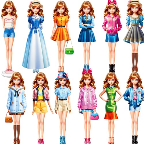 Magnetic Dress Up Paper Doll,Magnet Princess Dress Up Dolls for Girls Ages 4-7 Kids,Travel Activities Road Trip Car Ride Interactive Learning Created Imagine Set Birthday Gift (J Set) - color: J Set