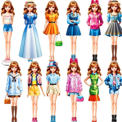 Magnetic Dress Up Paper Doll,Magnet Princess Dress Up Dolls for Girls Ages 4-7 Kids,Travel Activities Road Trip Car Ride Interactive Learning Created Imagine Set Birthday Gift (J Set) - color: J Set