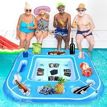 Floating Card Table for Pool, Inflatable Board Games Table, 39.4 inches, Waterproof Portable Desk, Fun Outdoor Activity, Kids Entertainment, Vacation , Beach Accessory