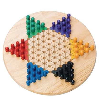 S&S Worldwide All Wood Chinese Checkers Set. 11" Wood Playing Board with 60 Wooden Play Pegs that Won't Roll Away. For 2 to 6 Players, Ages 7 and Up.