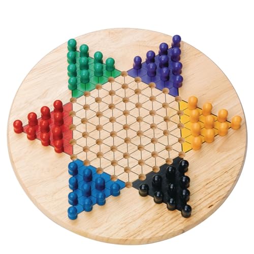S&S Worldwide All Wood Chinese Checkers Set. 11" Wood Playing Board with 60 Wooden Play Pegs that Won't Roll Away. For 2 to 6 Players, Ages 7 and Up.