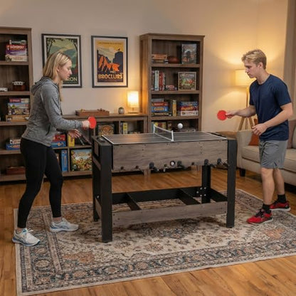 Goplus 3-in-1 Swivel Game Table, 49'' Combo Game Table with Foosball, Pool Billiards & Table Tennis for Adults, Indoor Arcade Table with Legs for Family Game Room Party