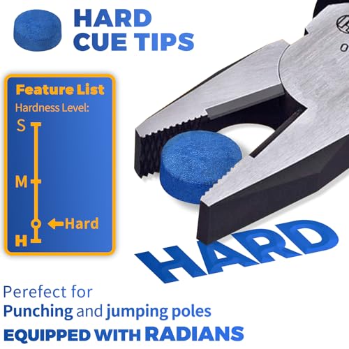 [4Packs] 11+11+12+13mm Billiard Cue Tips, Pool Stick Tips Replacement Repair Kit with Storage Box and Glue for Billiard Pool Table Cues Head and Snooker Stick Blue - SOLROS