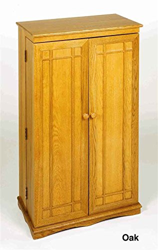 Leslie Dame Solid Oak Multimedia Storage Cabinet with Classic Mission Style Doors, Walnut - color: Walnut