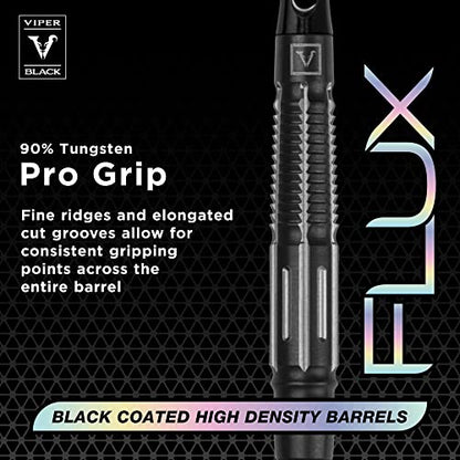 Viper Black Flux 90% Tungsten Conversion Darts, Professional Darts Steel Tip and Soft Tip Dart Set for Sisal and Electronic Dartboards, 20 Grams - color: Black/Silver
