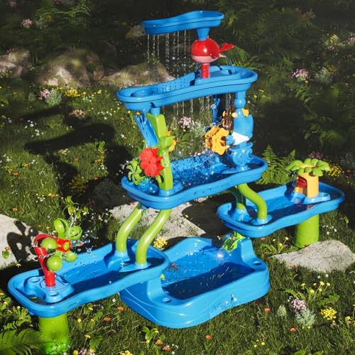 5-Tier Water Table for Toddlers Kids Ages 1-3 3-5 4-8, Sand and Water Table with Rich Activity Set, Summer Outdoor Beach Outside Backgard Pool Toys for Kids Boys Girls - color: Blue9969