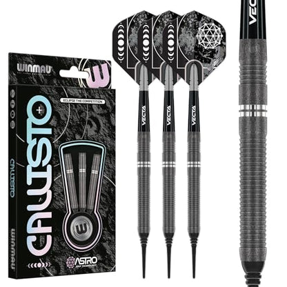 Winmau Darts Callisto Series 90% Professional Tungsten Soft Tip Darts Set with Dart Flights and Dart Shafts (Stems) - Available in 18g Weight and Three Styles - size: 18G, style: Callisto 1