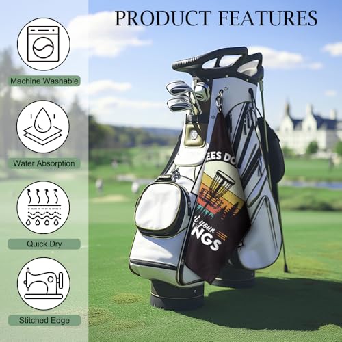 DYJYBMY Trees Don't Care About Your Feelings Printed Disc Golf Towel with Clip, Funny Sport Towel for Disc Lovers Golfer, Father's Day Appreciation Retirement Gifts for Husband Dad Grandpa Golf Lover - color: Black01