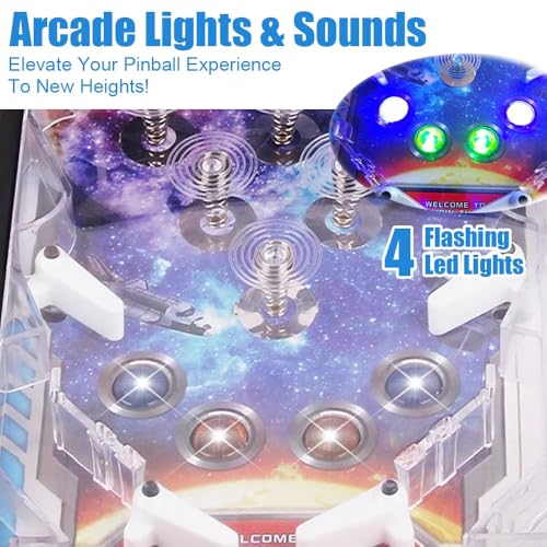 Electronic Tabletop Pinball Game Classic Pinball Toy with Lights Sounds and Scorer Retro Pinballs Machine Desktop Pinballs Game for Family Kids