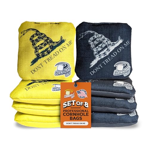 Cornhole365 - Stick & Slide - Professional Corn Hole Bag - Heavy-Duty Double-Stitched Polyester Fabric & Resin Filling for All-Weather - Versatile Regulation Size Cornhole Bean Bags - Set of 8 - color: Don’t Thread on Me