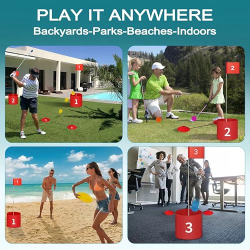 Golf Yard Bucket Games 3 Holes Golf Practice Game with Flag, Golf Chipping Game for Kids and Adults Outdoor, Indoor, Park, Beach, Backyard, Lawn - size: 3 SET
