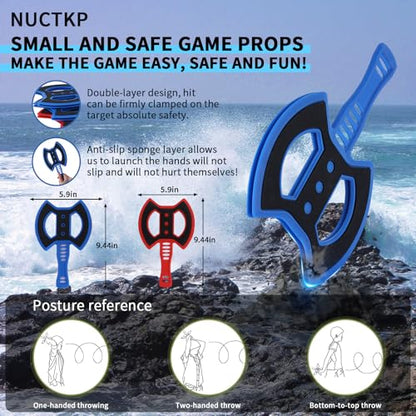 Throwing Axe Game Set (Target NOT Included),8 Long Handle Axes and 8 Star Darts,Axe Throwing Game for Backyard,Outdoor,Yard,Camping Games