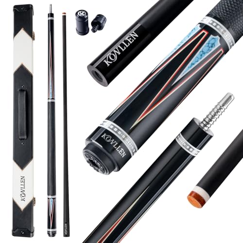 KONLLEN Carbon Fiber Pool Cue 2.0, 58-inch Low Deflection Billiard Stick for Adults with 12.5mm Tip and Pro Taper - color: 001 AK-08F 2.0-black