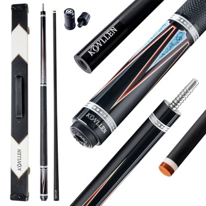 KONLLEN Carbon Fiber Pool Cue 2.0, 58-inch Low Deflection Billiard Stick for Adults with 12.5mm Tip and Pro Taper - color: 001 AK-08F 2.0-black