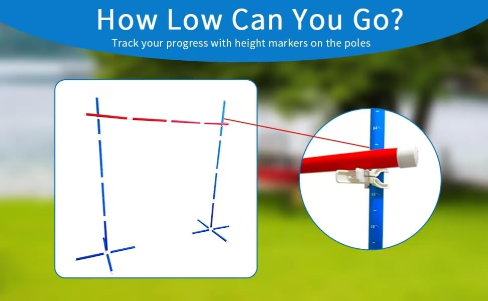 46-Piece Limbo Game for Kids and Adults - Professional Indoor/Outdoor Limbo Set Party Games, Backyard Carnival Games, Beach Lawn Games, Luau Birthday Game with Carry Bag