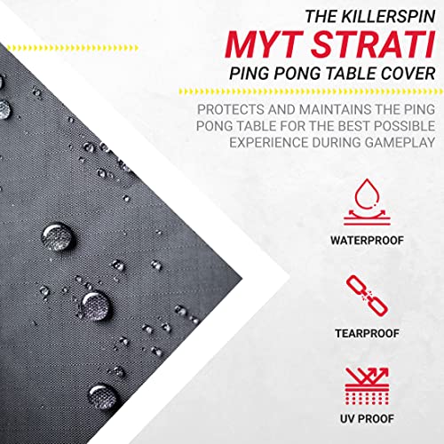 Killerspin MyT Strati Table Cover for Foldable Indoor and Outdoor Table Tennis Tables, 100% Polyester with PVC Coating, Black
