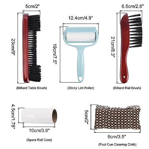 PATIKIL Pool Table Cleaning Brush Set, Billiards Table Brush Rail Brush Cue Cleaning Cloth Sticky Lint Roller & Spare Core Pool Table Clean Kit - color: Wine Red