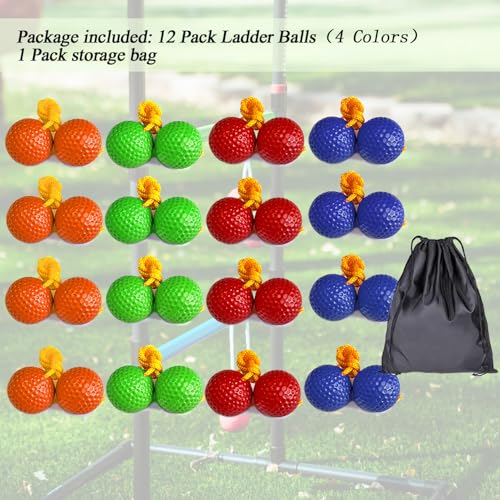 16PCS Ladder Ball Set Ladder Toss Balls Replacement Balls with Storage Bag for Toss Match (Red Blue Green Orange)
