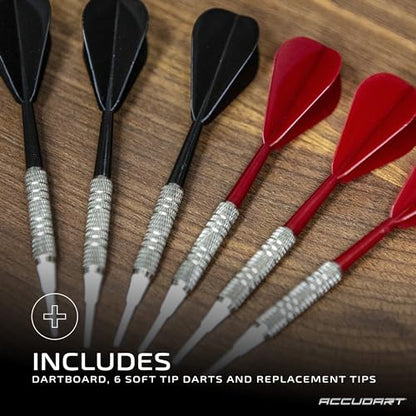 Accudart Meteor Electronic Dartboard – 35 Games, 580 Variations, Virtual Opponent, Dual LED Scoring, Advanced Play Features, Supports Up to 8 Players – Includes 6 Soft‑Tip Darts & Tips