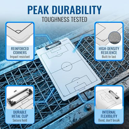 Premium Clipboard for Coaches, Durable Dry Erase WhiteBoard, Simplicity Sharpens Focus, Tactical Coaching Clip Boards, Sporting Goods Clipboards(Soccer) - style: Soccer