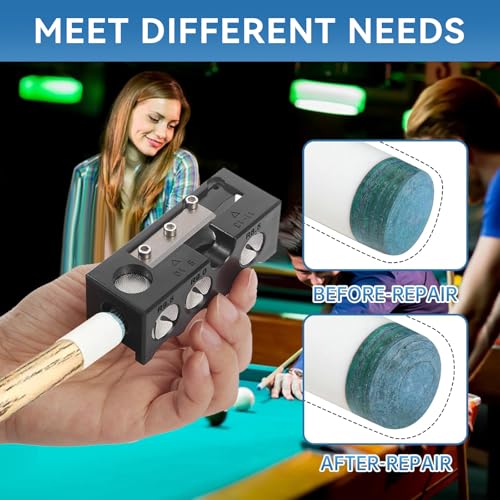 11-in-1 Pool Cue Tip Shaper, Upgraded Billiards Pool Cue Tip Tool, Pool Cue Tips Replacement Kit, Pool Cue Accessories for Replacement and Shaping Cue Tips