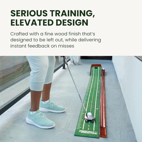 Perfect Practice Putting Mat & Chipping Net, Indoor & Outdoor Putting Green, Chipping Mat for Home & Office, Premium Golf Training Aids for Putting Practice with Realistic Turf, Golf Gifts for Men - style: Small (8')