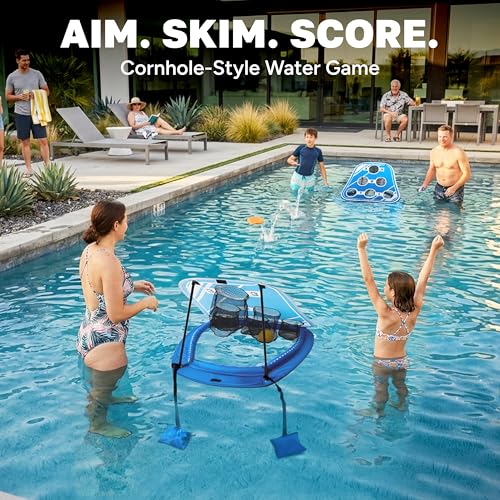 GoSports Splash Skip Floating Pool Cornhole Game – Stone Skipping Swimming Pool Game for Adults & Family – Water Cornhole Game for Pools & Lakes - style: Versus (2 Targets)