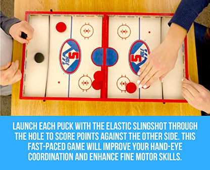 Regal Games - Jumbo 22" Sling Puck - Fun, Fast Family-Friendly Finger Hockey Puck Game - Includes 1 Gameboard, 5 Red Pucks, 5 Black Pucks - Ideal for 2 Players Ages 6+