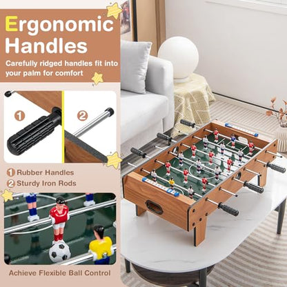 GLACER 27 Inch Foosball Table, Portable Soccer Table Game with 2 Footballs & Score Keeper, Wood Indoor Tabletop Soccer Game Set, Mini Foosball Table for Kids & Adults, Home, Game Room, Party