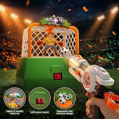 Kids Shooting Game Toy Set - 2 Pack Soccer Game 2 Foam Ball Blaster Launchers with 48 Soccer Balls, 6 Bowling Pins with LCD Score Display - Sports Toys for Boys Girls Ages 3+Years - size: 2-pack