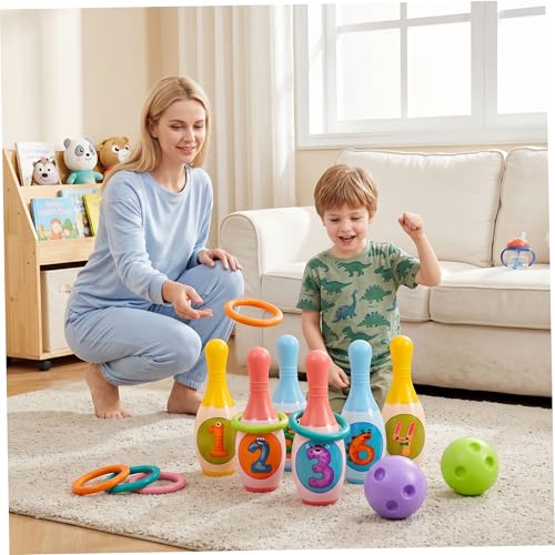 Kids Bowling Set, 6 Plastic Bowling Pins & 2 Balls, Indoor Sports Game Toy for Kids & Family Play. - color: Large
