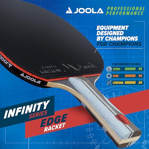 JOOLA Infinity Edge - Tournament Performance Carbon Technology - Black Rubber on Both Sides - Competition Ready - Table Tennis Racket for Advanced Training - Designed for Speed - Light Blue