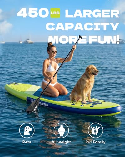 SOLAVERO 10'6" Inflatable Paddle Board for Adults, Stand Up Paddle Board with Premium SUP Accessories,Anti-Slip EVA Deck for Youth & Adults of All Skill Levels - color: Simple Green