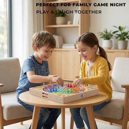 5-in-1 Magnetic Wooden Board Game Set, Premium Beech Wood Frame Family Game Center for Kids & Adults