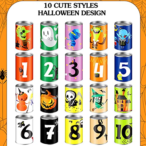BBTO 14 Pcs Halloween Party Games for Kids Adults Halloween Carnival Bean Bag Toss Games Metal Cans with 3 Bean Bags in Gift Box Boo Basket Stuffers Gifts for Holiday Trick or Treat Party Supplies