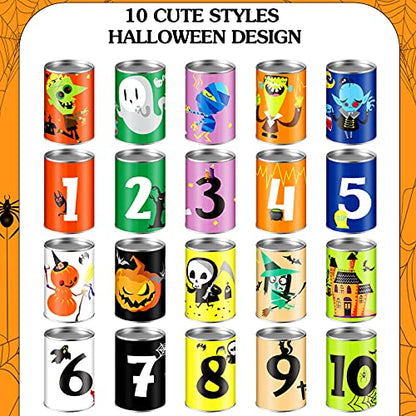 BBTO 14 Pcs Halloween Party Games for Kids Adults Halloween Carnival Bean Bag Toss Games Metal Cans with 3 Bean Bags in Gift Box Boo Basket Stuffers Gifts for Holiday Trick or Treat Party Supplies