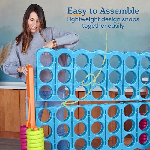 ECR4Kids Jumbo 4-to-Score Giant Game with 42 Rings and Reset Sliders, Kids Games, Vibrant - color: Vibrant