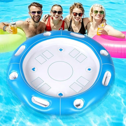Floating Table for Pool – 100x100cm PVC Inflatable Board, Beverage Holder Tray, Game, Snack Tabletop | Perfect for Adults Kids Beach River Summer Outdoor Leisure Entertainment